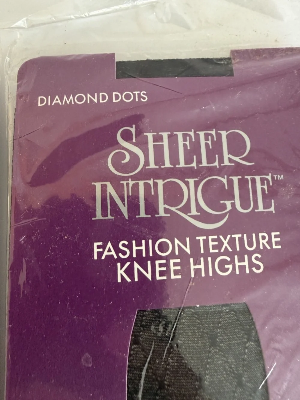 Lot of 4 Sheer Intrigue Fashion Texture Knee Highs Black Sheer Fishnet Patten